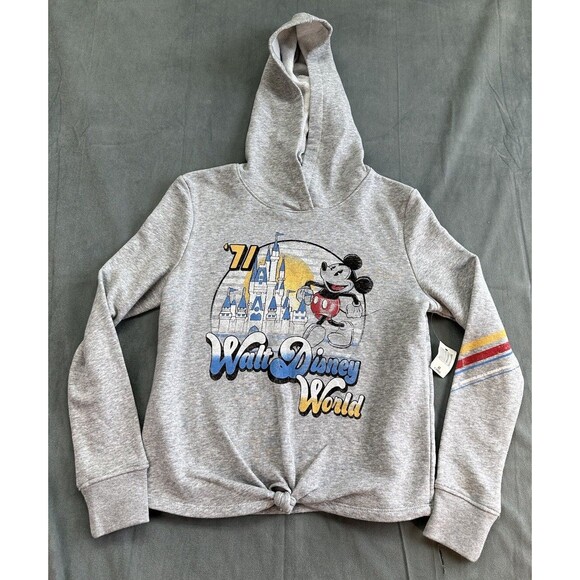 Walt Disney World 1971 Castle Women's XS Pullover Hoodie Gray Mickey NEW - Picture 1 of 6